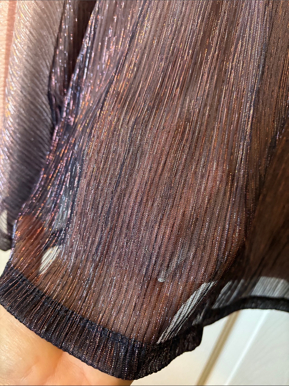 Shimmery Ombre Pink to Purple Women's Pleated Top - Picture 5 of 7